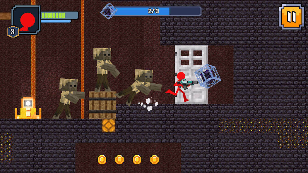 Red Stickman in Craft World Mod Скриншот 2