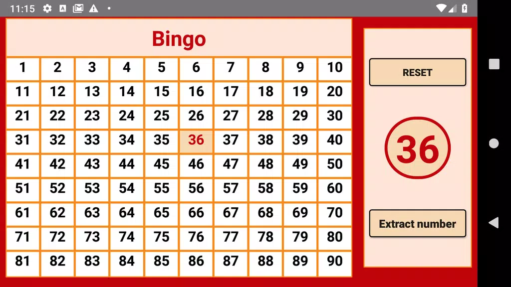 Bingo - numbers extractor - 90 numbers Screenshot 0