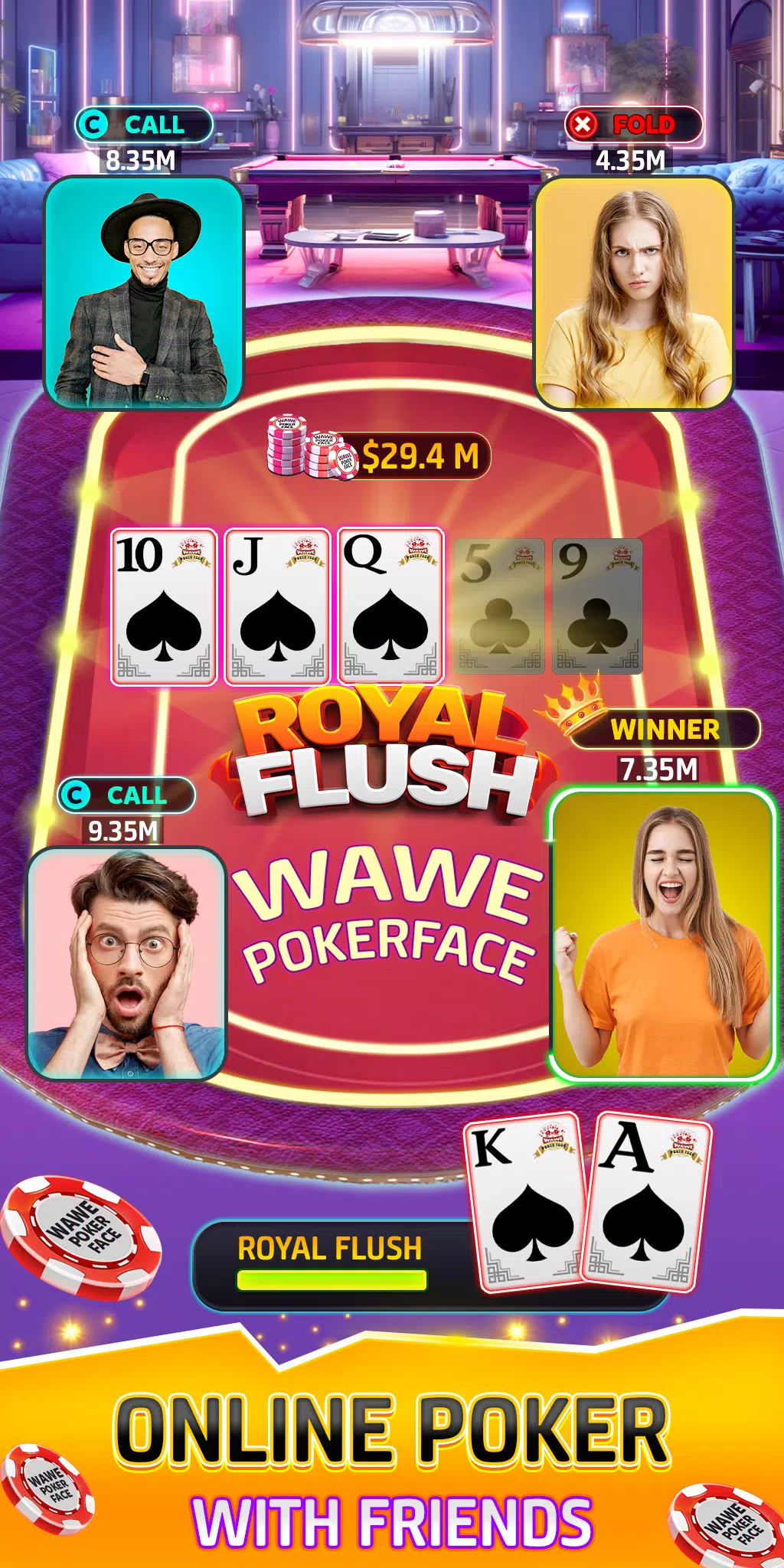 Wawe Poker Face - Holdem Poker Tangkapan skrin 0