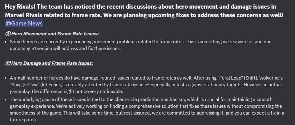 Marvel Rivals developers acknowledge and are working on fixing the FPS-related bug