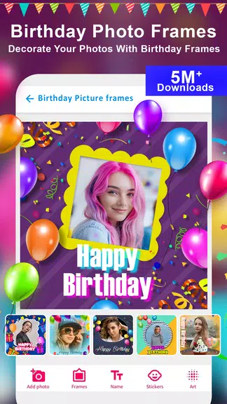 Birthday Photo Frame Maker App Zrzut ekranu 0