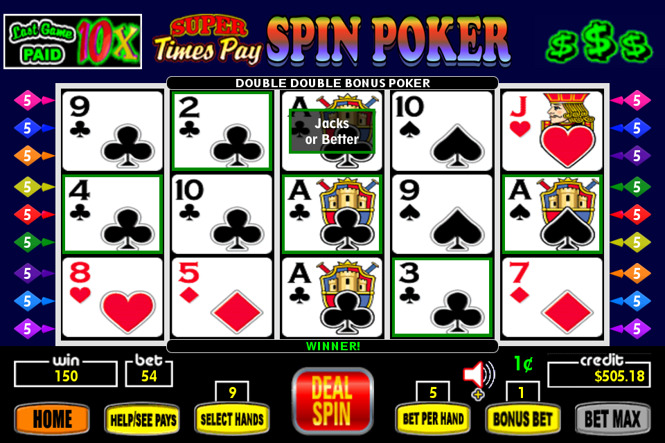 Super Times Pay Spin Poker - FREE Tangkapan skrin 0