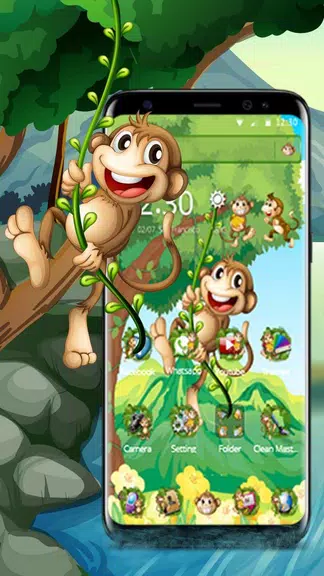 The Cute Cartoon Monkey Theme Ekran Görüntüsü 0