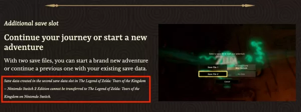 Updated Nintendo Switch 2 disclaimer clarifies cloud save functionality