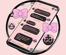 SMS Theme Ribbon Pink messages Capture d'écran 0