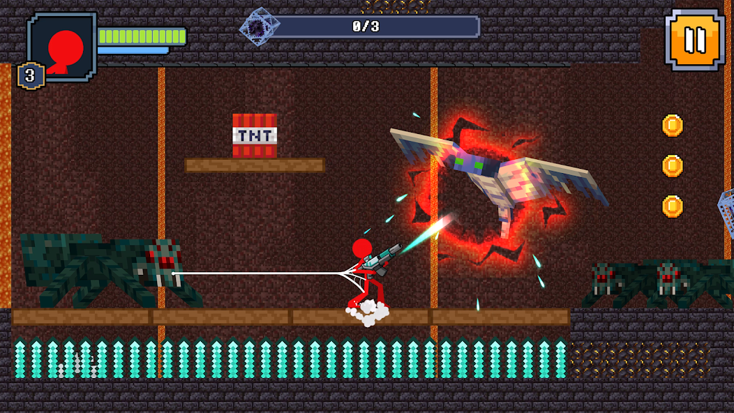 Red Stickman in Craft World Mod Скриншот 3