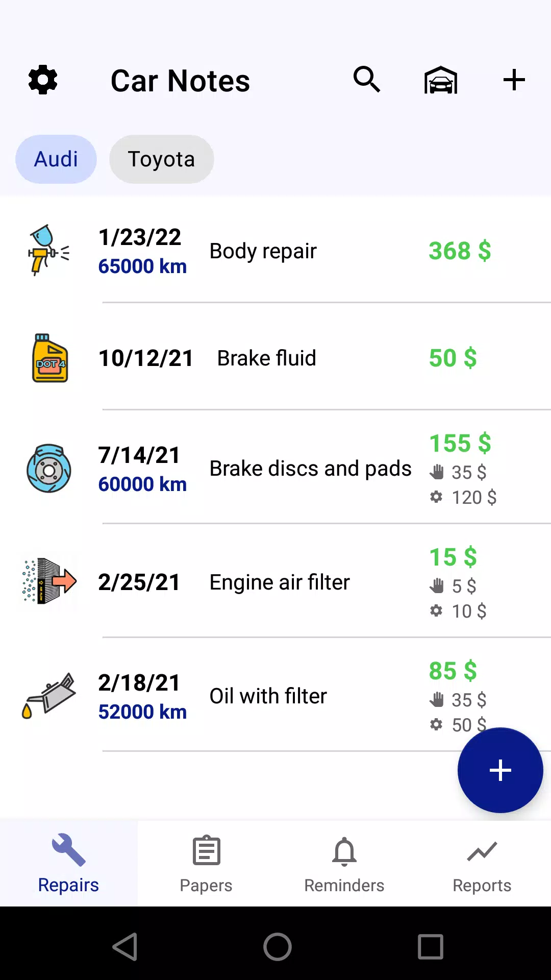 Schermata Car service tracker 0