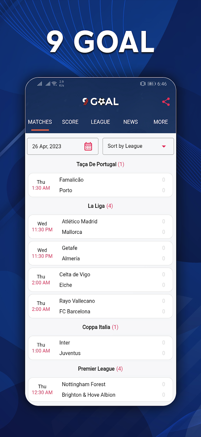 9Goal - Football Live Tangkapan skrin 2