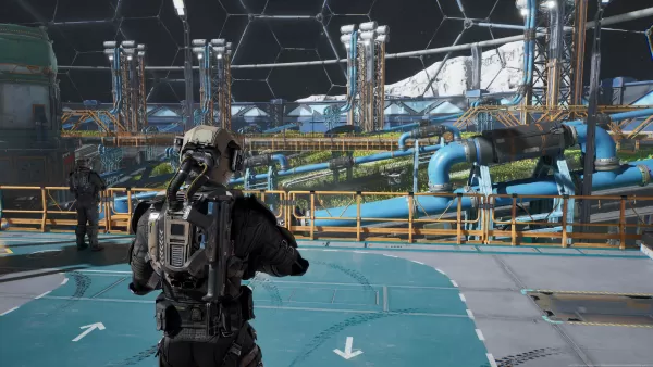 Концепт-арт из The Expanse: Osiris Reborn, показывающий футуристическую космическую станцию