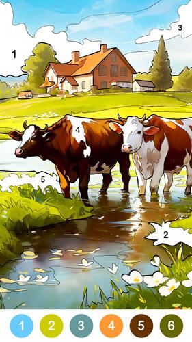 Farm Country Color By Number Schermafbeelding 2