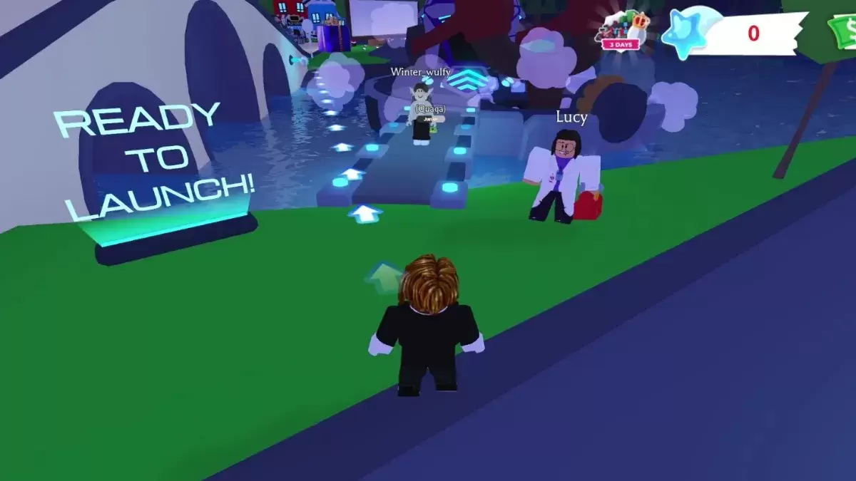 Adopt Me gameplay on Roblox showing the location on where to fast travel to the Moon