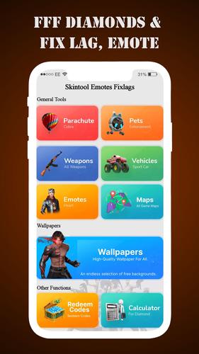 FFF Skin Tools Diamond & Emote Captura de tela 0