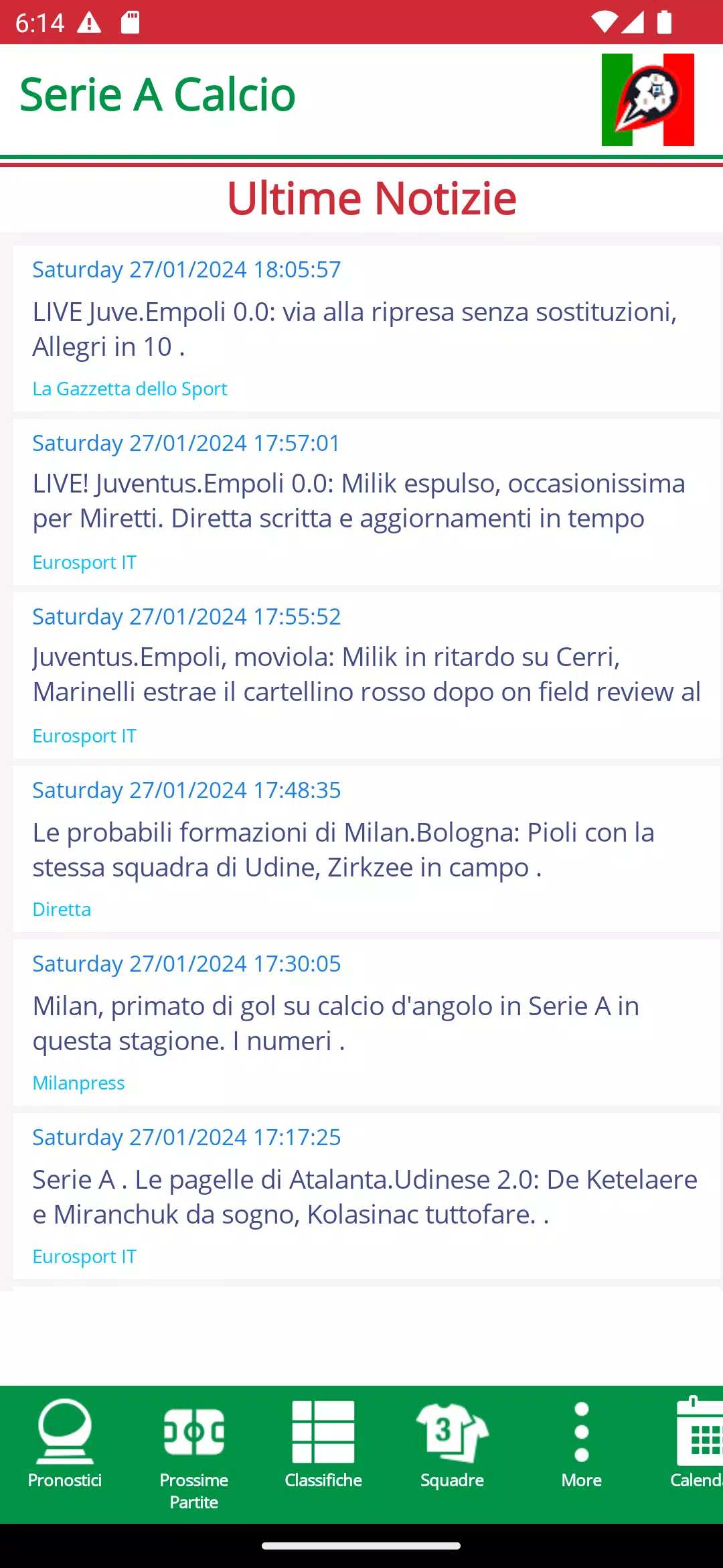 Football Serie A Calcio Italy Screenshot 0