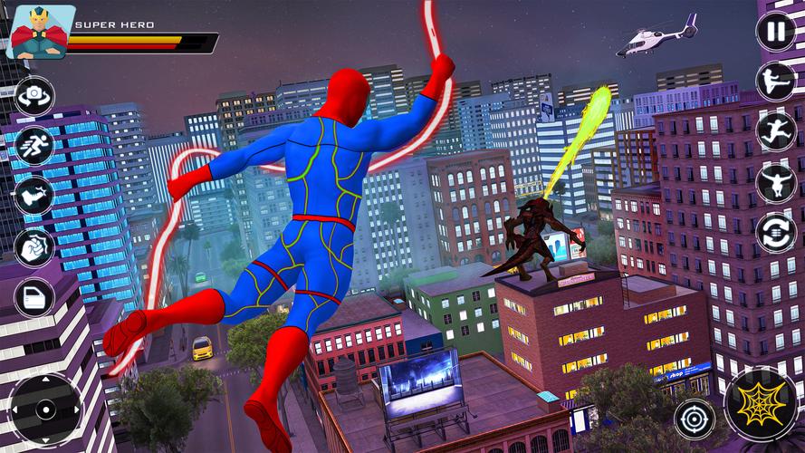 Spider Flying Rope Hero Games Zrzut ekranu 1