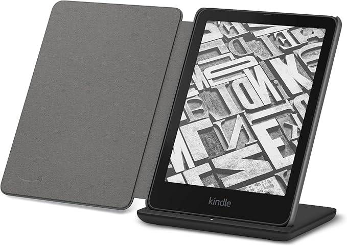 Kindle PaperWhite Signature Edition Mahahalagang Bundle kabilang ang All -New Kindle Paperwhite Signature Edition (32GB) - Itim, Tela na Takip - Itim, at Wireless Charging Dock