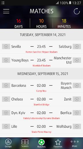 Live Scores for Champions League Captura de pantalla 0