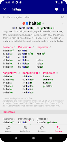 Verbs German Dictionary 스크린샷 2