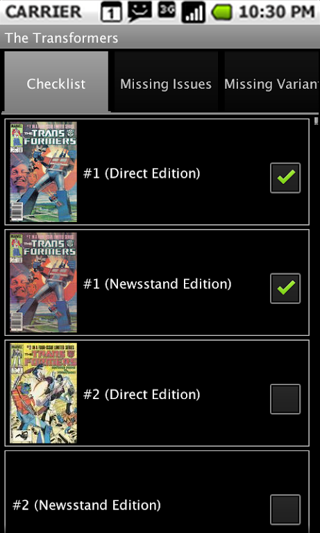 Comic Checklist Lite ဖန်သားပြင်ဓာတ်ပုံ 1