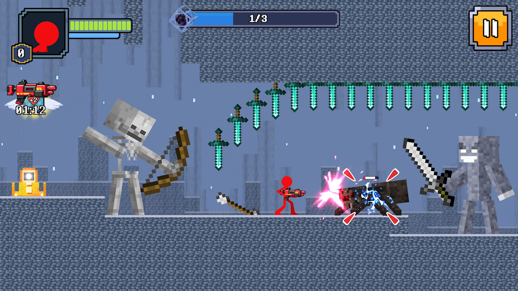 Red Stickman in Craft World Mod Скриншот 1