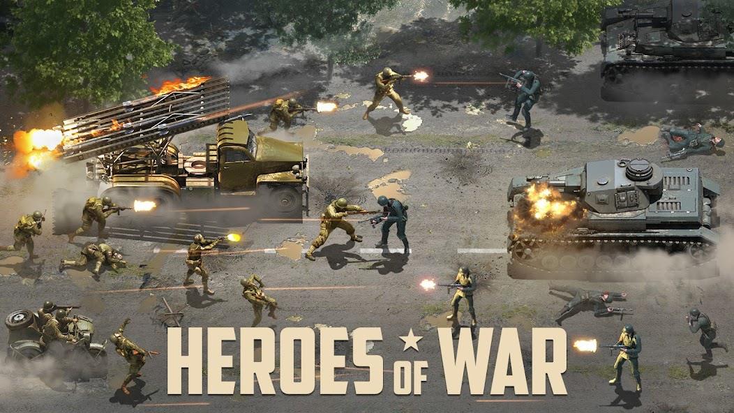 Heroes of War: Idle army game Mod 스크린샷 0