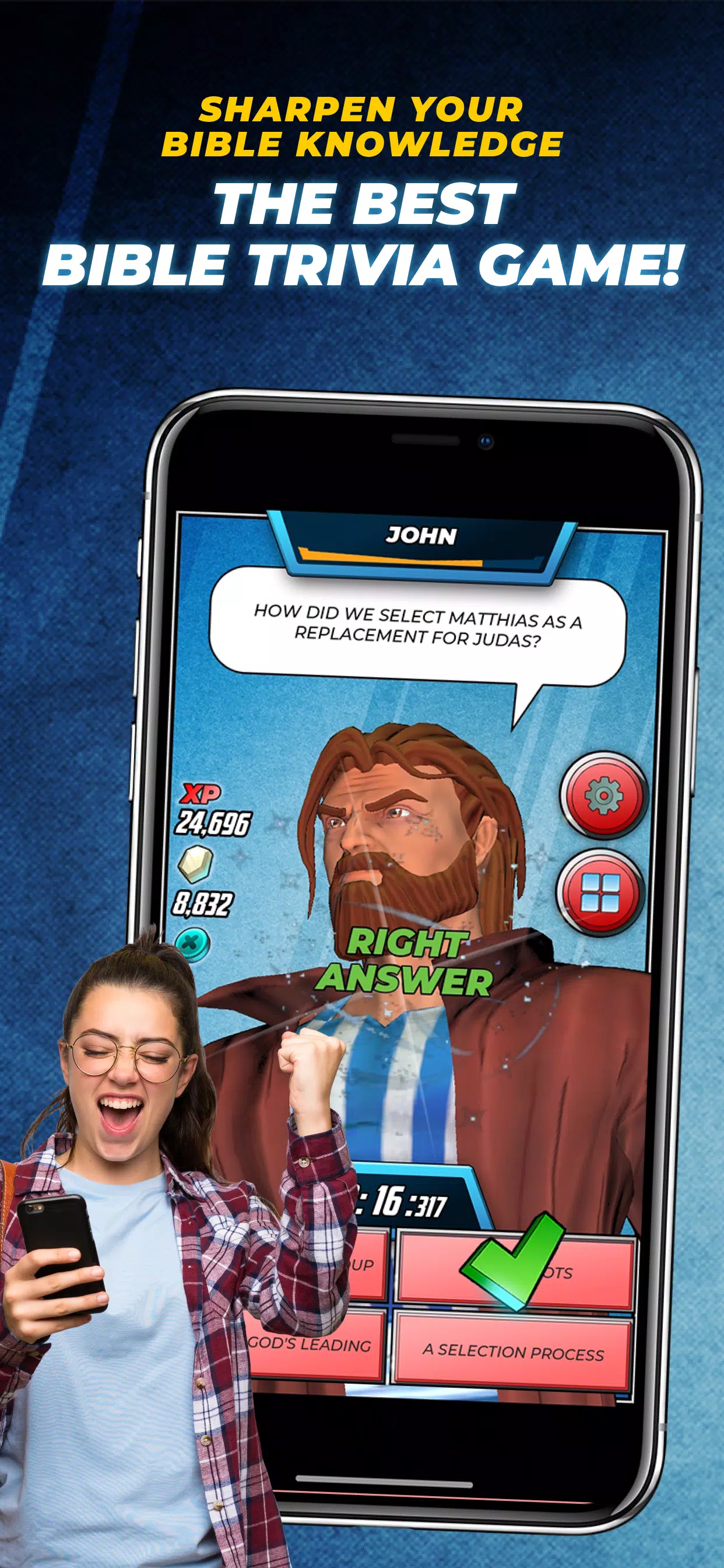 Bible Trivia Game: Heroes Schermafbeelding 0