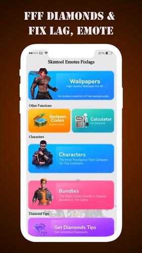 FFF Skin Tools Diamond & Emote Captura de tela 1
