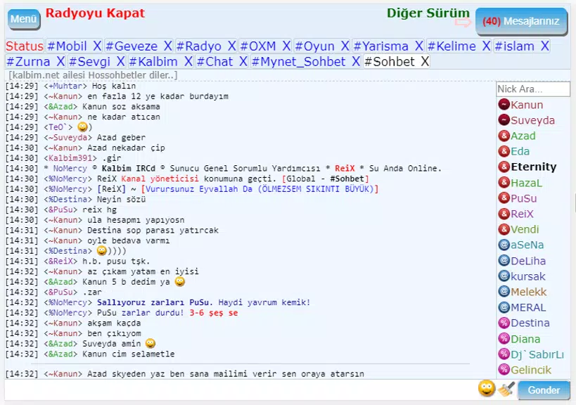 Mirc Sohbet Chat Odaları Zrzut ekranu 2