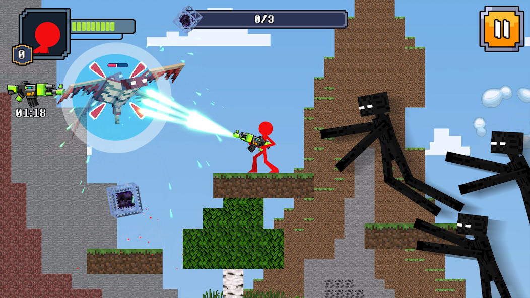 Red Stickman in Craft World Mod Скриншот 0