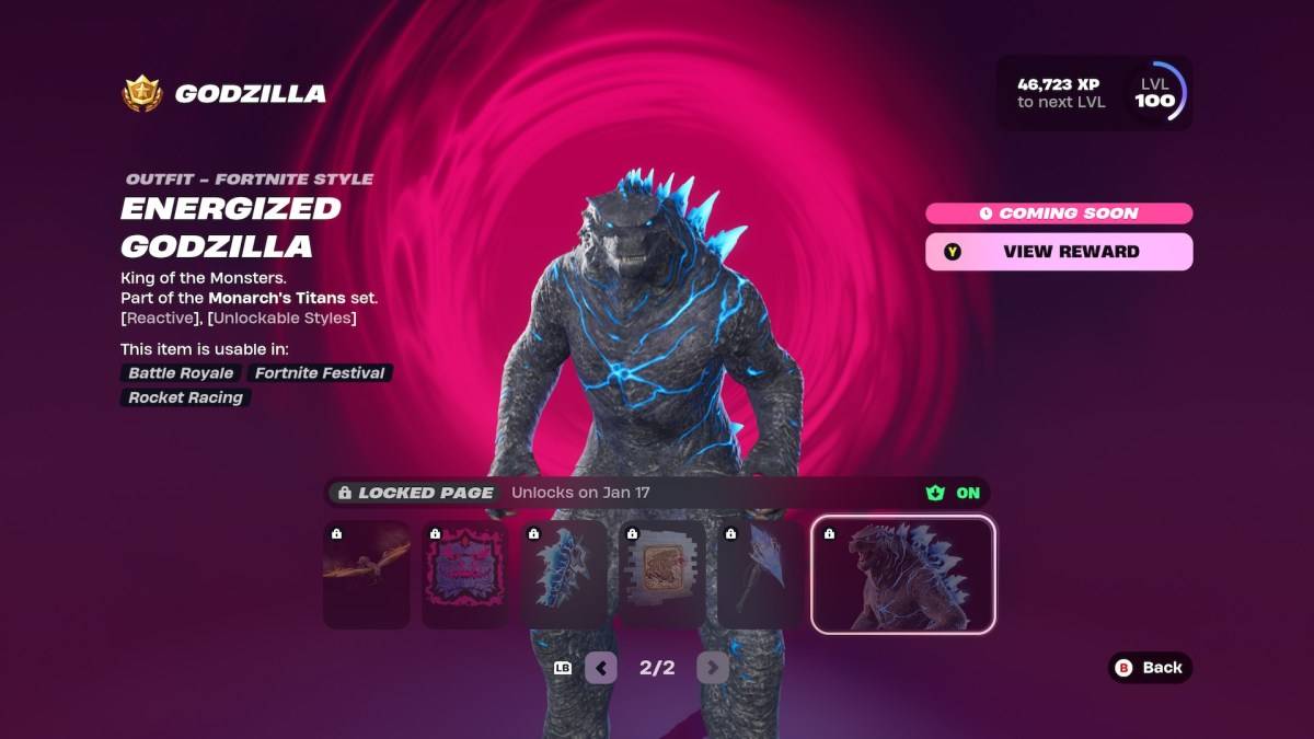 The Energized Godzilla style in Fortnite.