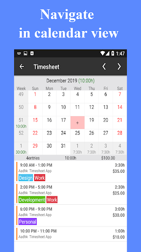 Timesheet – Work Hours Tracker ဖန်သားပြင်ဓာတ်ပုံ 1