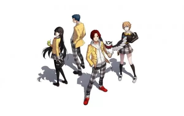 Un'immagine di studenti di Persona 5: The Phantom X che indossa giacche canarie gialle