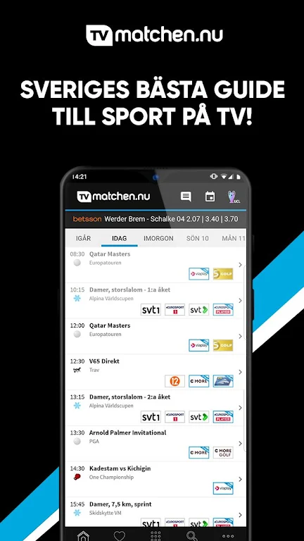 TVmatchen.nu - sport på TV應用截圖第0張