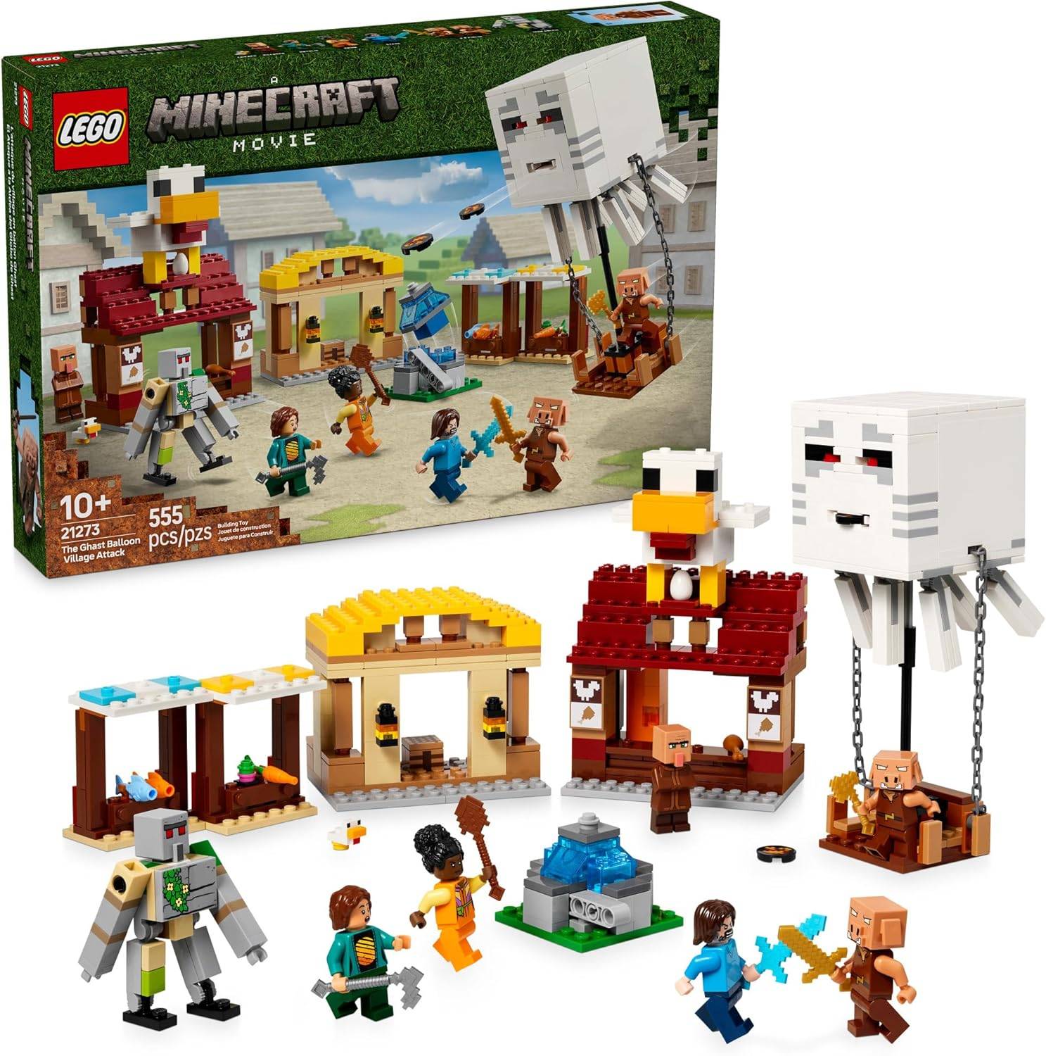 Lego Minecraft l'attacco del villaggio a palloncino di Ghast
