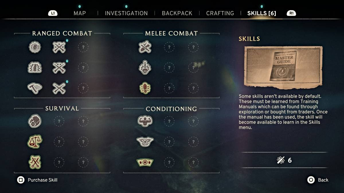 Menu umiejętności w Atomfall