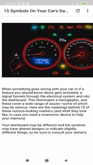 Car dashboard symbols Zrzut ekranu 0