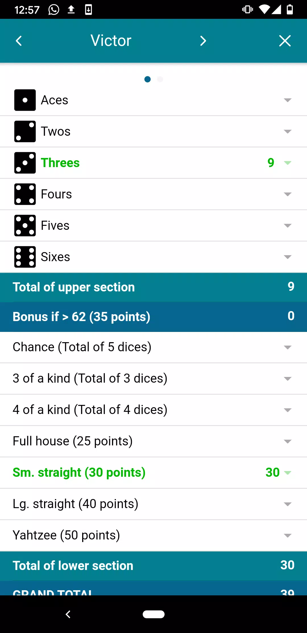 Yam's ScoreSheet (no advertisi Скриншот 1