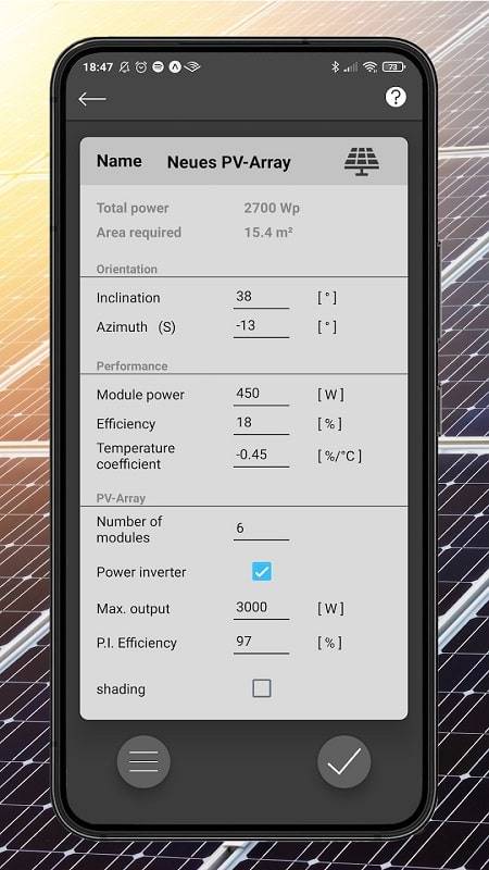 Schermata PV Calculator Premium 0