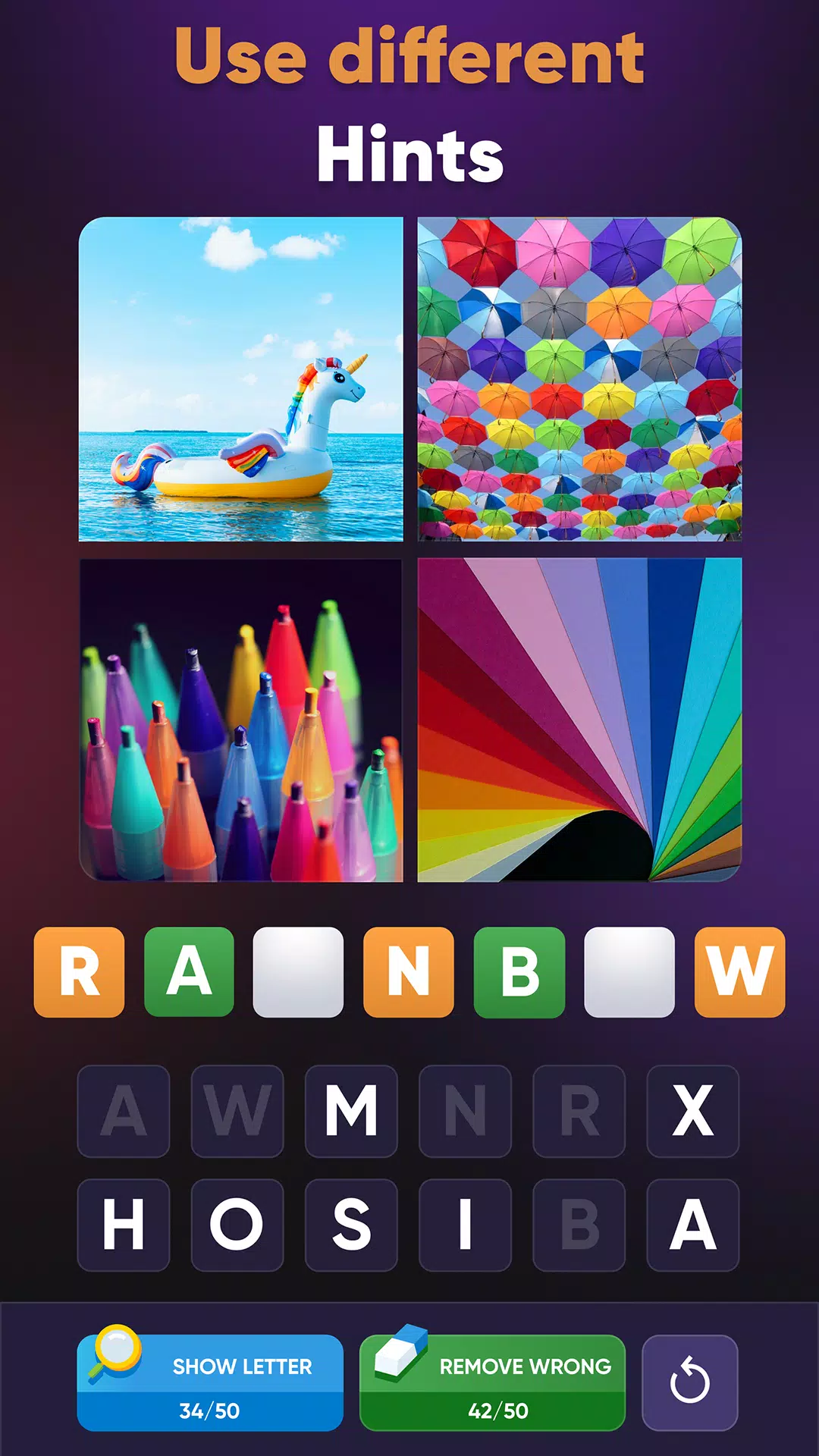 4 Pics Association Word Puzzle Captura de pantalla 1