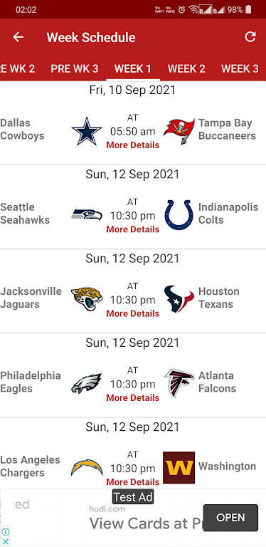 2024 NFL Schedule Scores Schermafbeelding 2