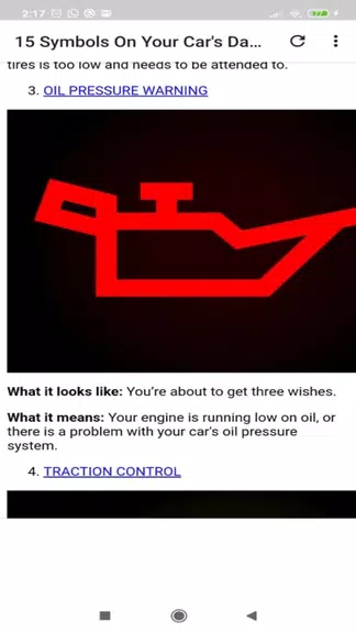 Car dashboard symbols Zrzut ekranu 1