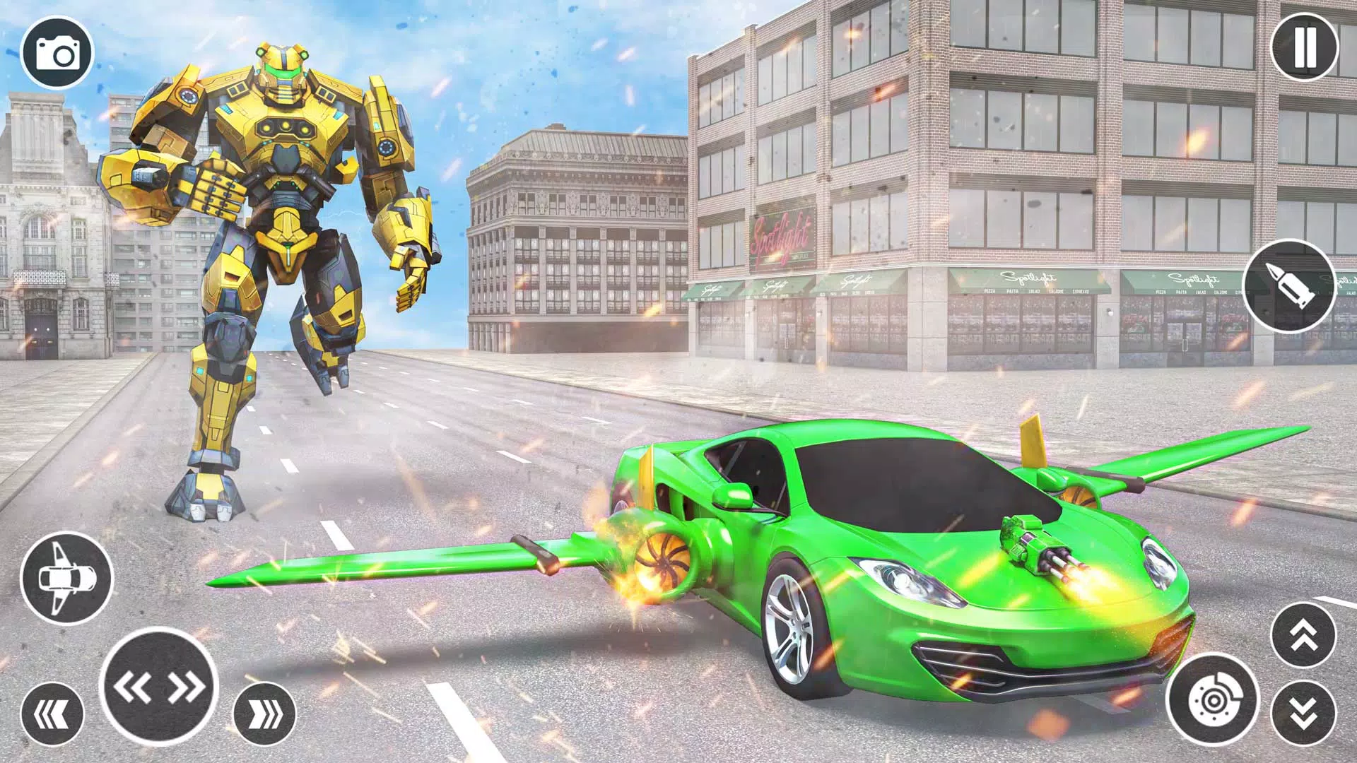 Flying Car Robot Shooting Game Скриншот 3