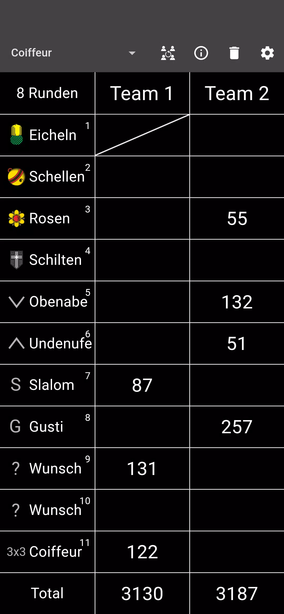 Jass board Schermafbeelding 1