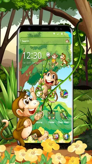 The Cute Cartoon Monkey Theme Captura de tela 2